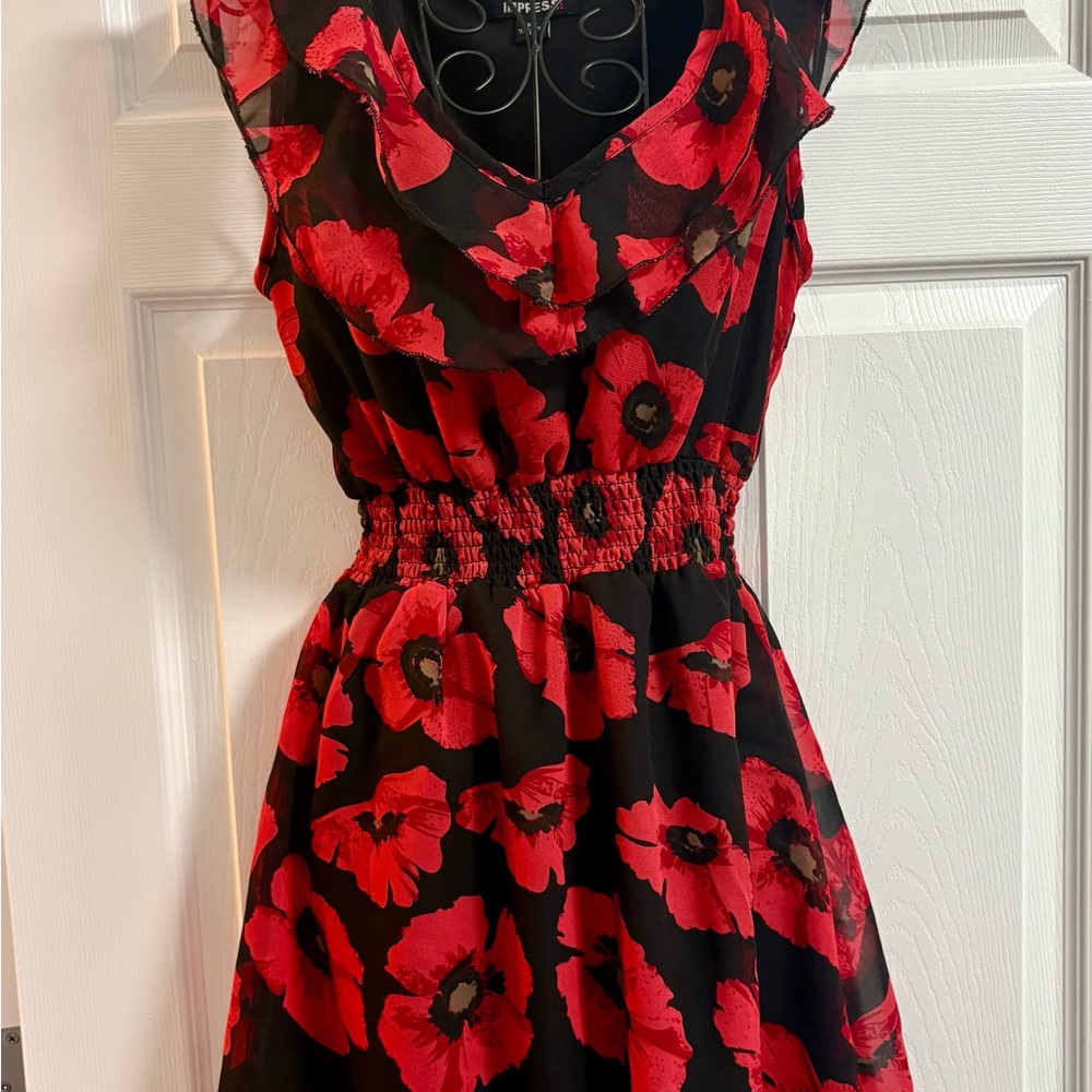 imPRESS Red and Black Floral Mini Dress